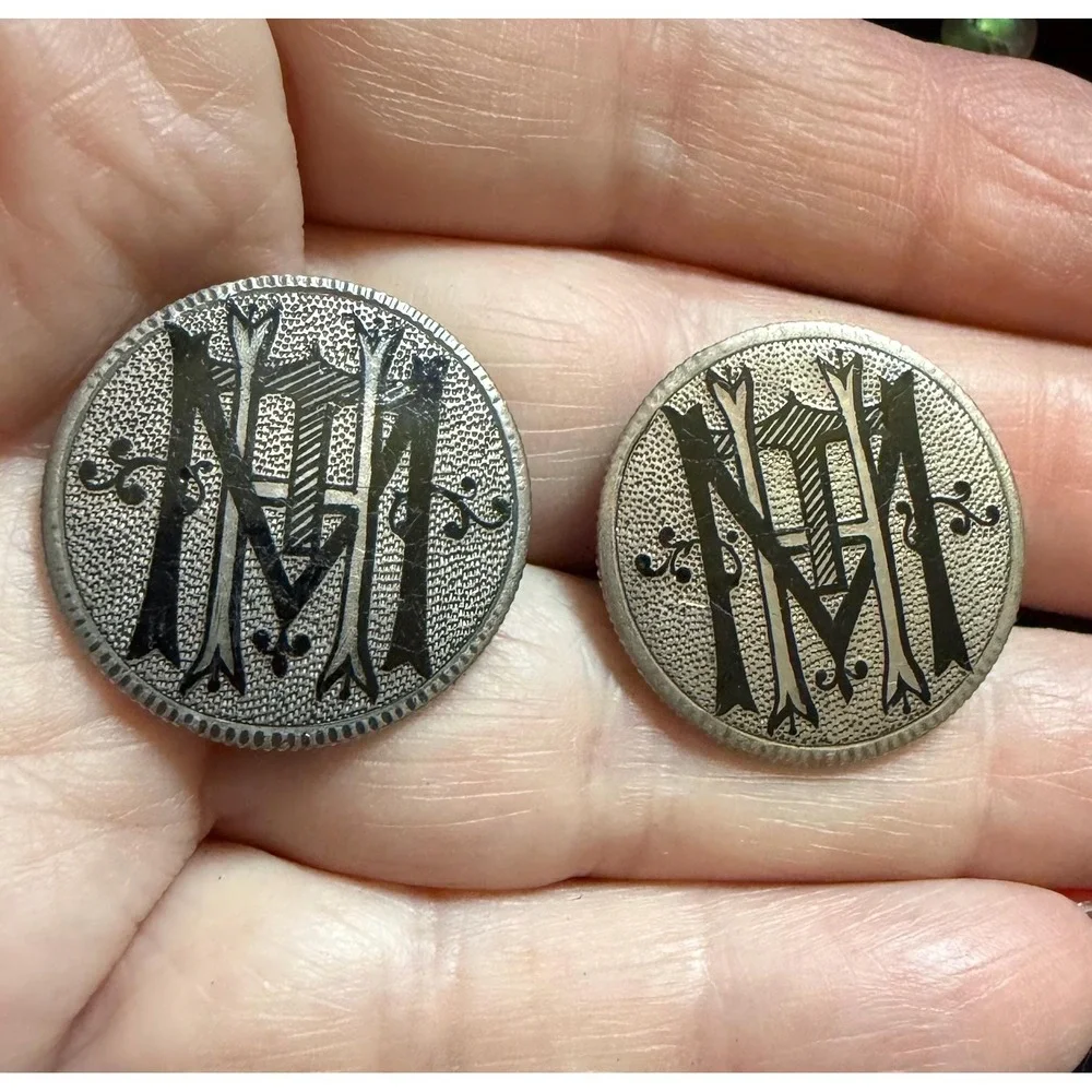 Victorian Love Token 1865 Coin Silver Half Dollar Button Studs
